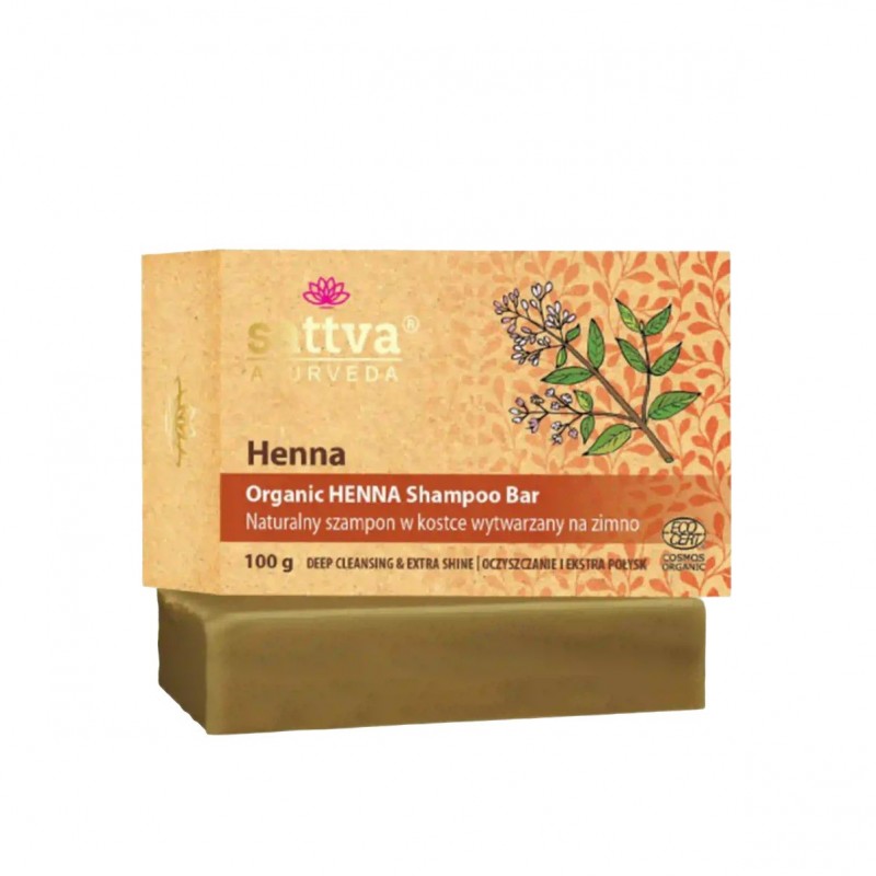 Henna Solid Shampoo, luomu, Sattva Ayurveda, 100g