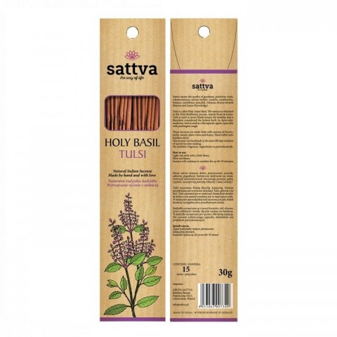 Holy Basil incense sticks Tulsi, Sattva Ayurveda, 15 pcs.