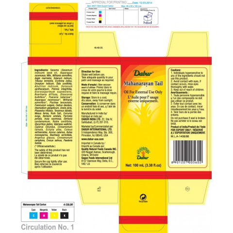 Aliejus sąnariams Mahanarayan, Dabur, 100 ml