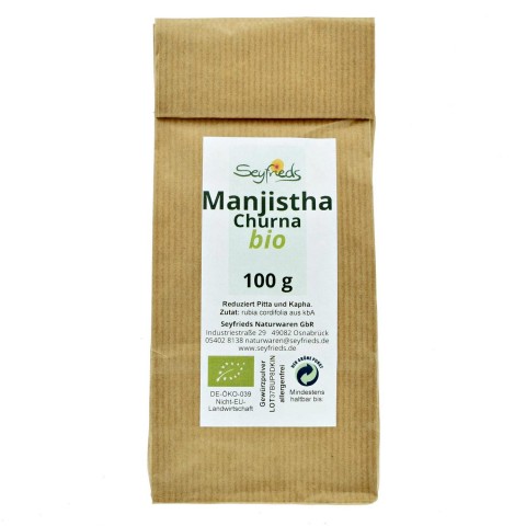Manjistha (širdžialapės raudės) milteliai,  ekologiški, Seyfrieds, 100 g