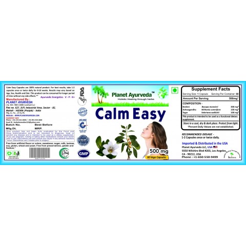 Food supplement Calm Easy, Planet Ayurveda, 60 capsules