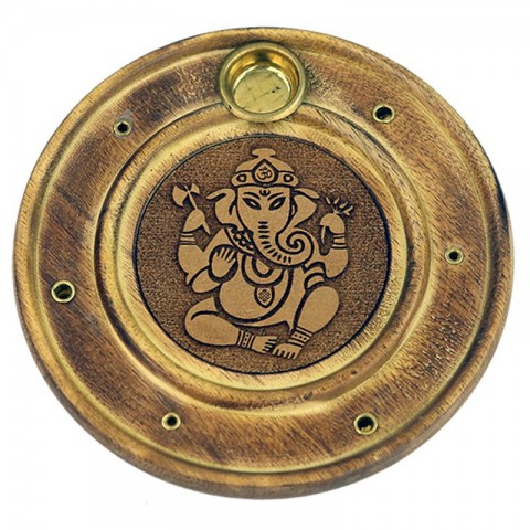 Ganesha suitsukkeiden ja käpyjen pidike, puinen, 10cm