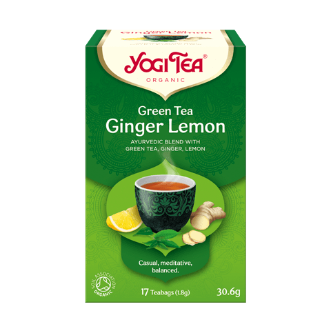 Žalioji prieskoninė arbata Ginger Lemon, Yogi Tea, 17 pakelių