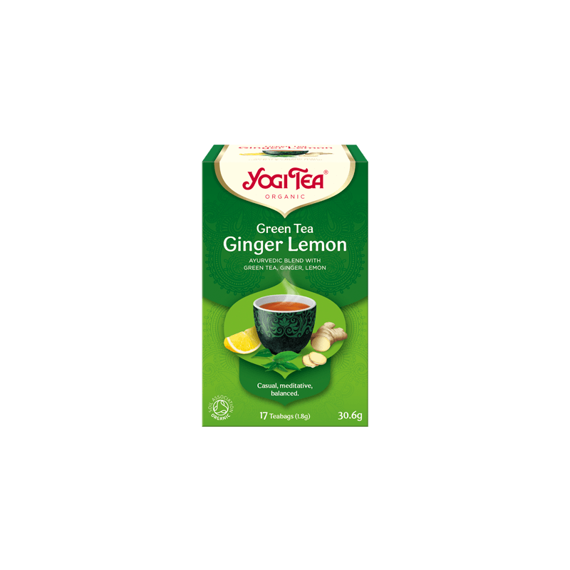 Vihreä yrttitee inkiväärin ja sitruunan kera, luomu, Yogi Tea, 17 pakettia