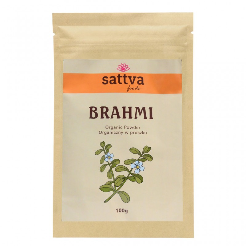 Mėlynžiedės taškuonės Brahmi milteliai, ekologiški, Sattva Ayurveda, 100g