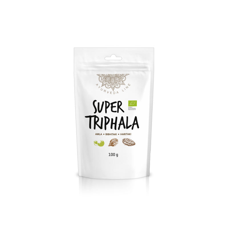 Triphala jauhe Super Triphala, luomu, Ayurveda Line, 100g Triphala jauhe Super Triphala, luomu, Ayurveda Line, 100g
