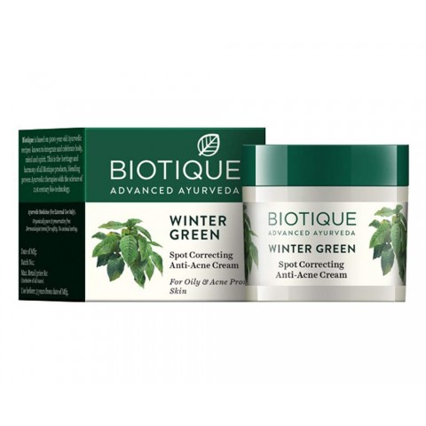 Rauhoittava voide akneen taipuvaiselle iholle Winter Green BIO:lla, Biotique, 15g