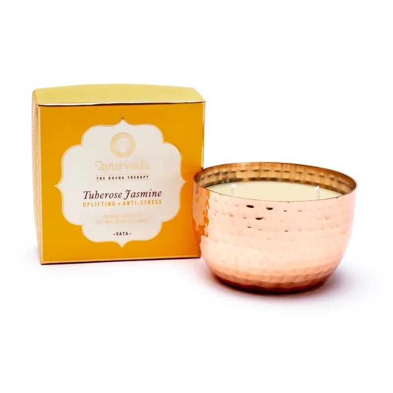 Ayurvedinen kasvivahainen tuoksukynttilä purkissa Vata Tuberose Jasmine 2 Wick, 200g