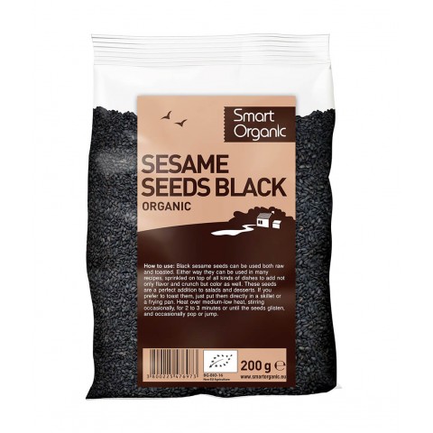 Семена черного кунжута, органические, Smart Organic, 200г