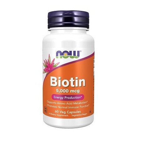 Пищевая добавка Биотин 5000 мкг, NOW, 60 капсул