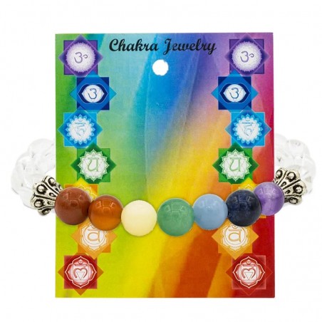 Elastic bracelet 7 Chakras with rhinestone, 8mm