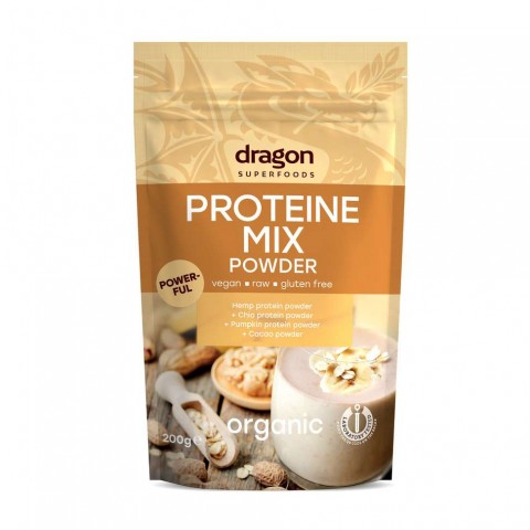 Kasviproteiinijauhe Protein Mix, luomu, Dragon Superfoods, 200g