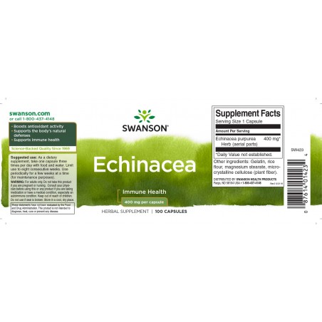 Echinacea, Swanson, 400mg, 100 capsules