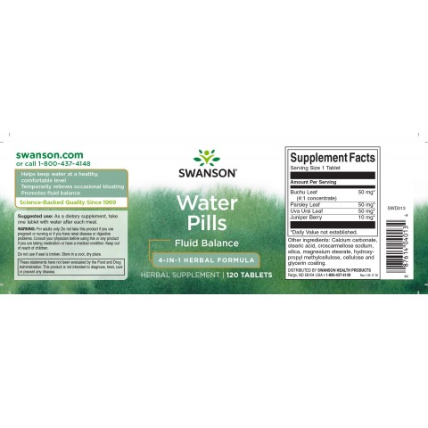 Пищевая добавка Water Pills, Swanson, 160 мг, 120 таблеток